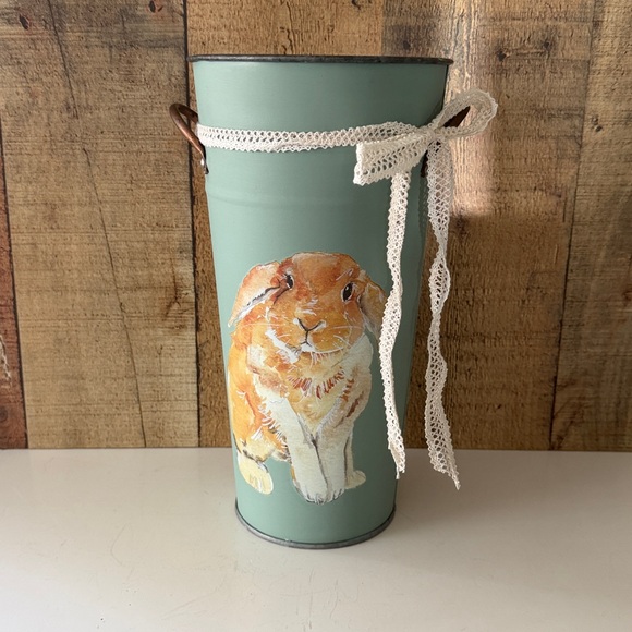 Painted Galvanized Bucket with Bunny Accent~Spring Decor - Picture 3 of 8